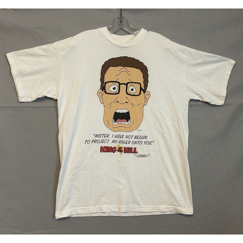King Of The Hill T Shirt Stanley Desantes Screaming Hank Hill 1997 Mens XL White